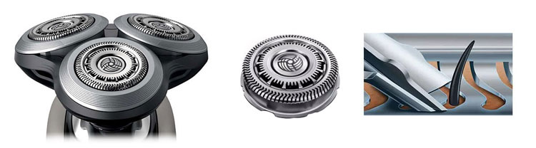 Cabezales, cuchilla y sistema de la afeitadora de cabezales rotativos